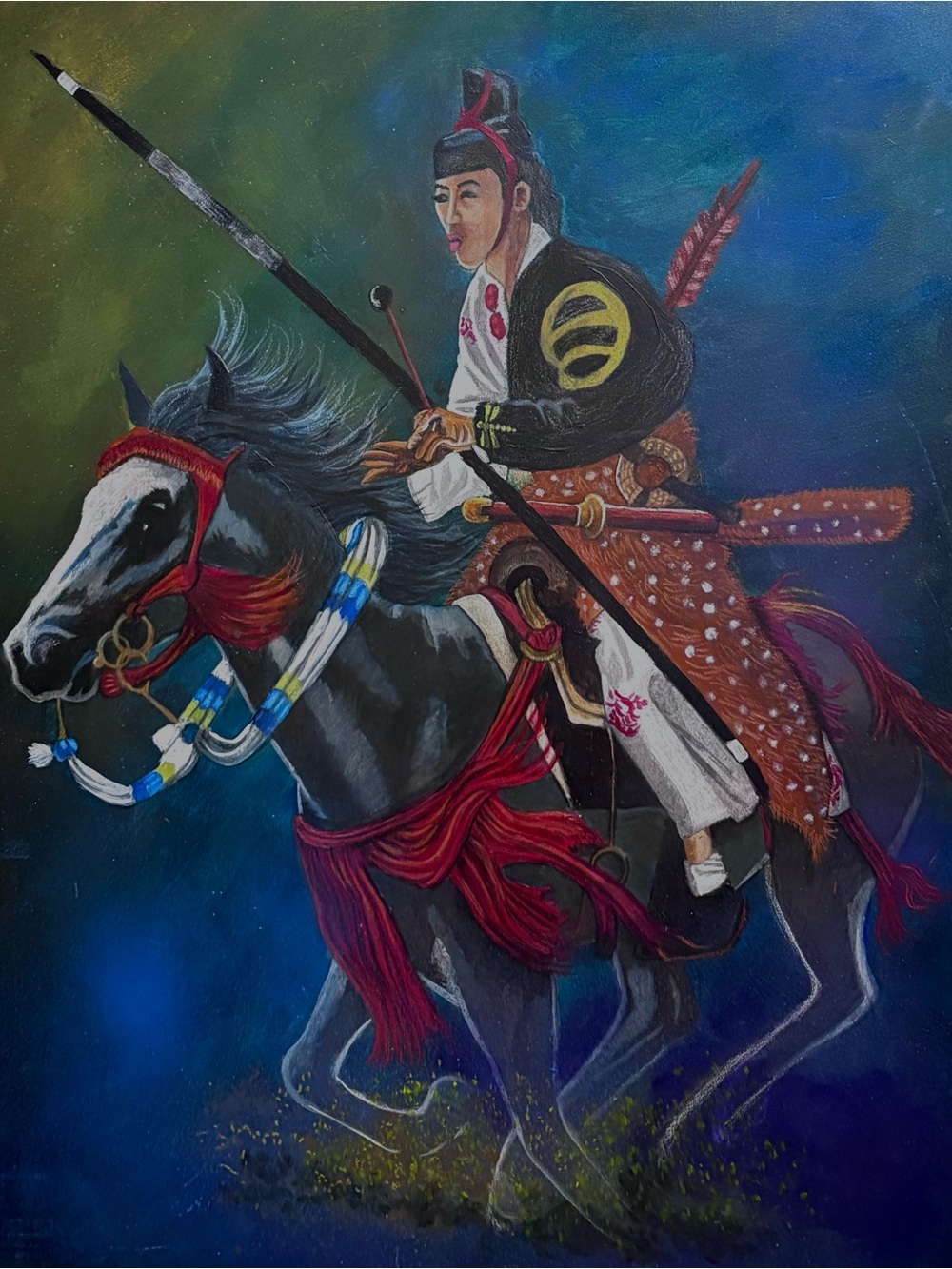 Yabusame - original acrylic painting on board